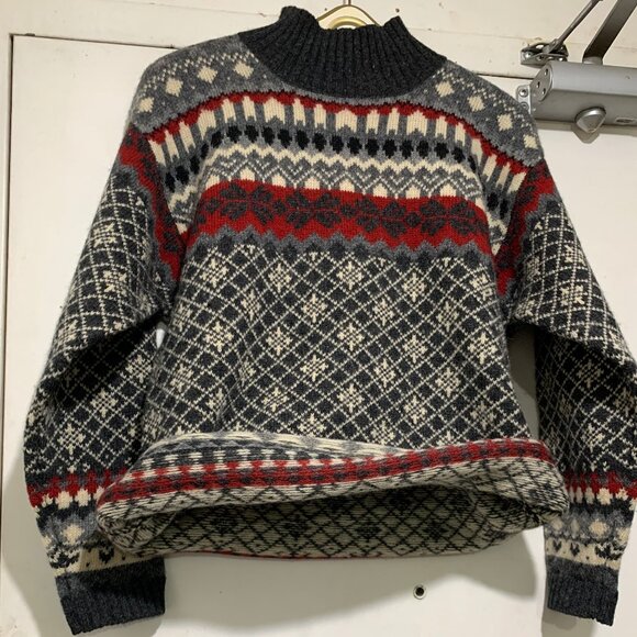 VINTAGE JACOB FAIR ISLE TURTLENECK KNITTED WOOL SWEATERS SIZE S - Picture 8 of 15